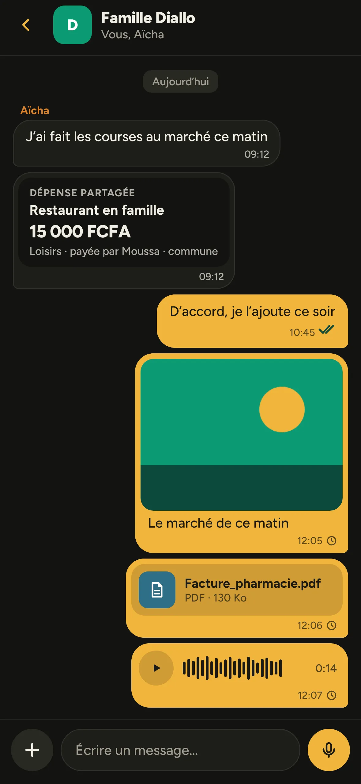 Photos, documents et messages vocaux